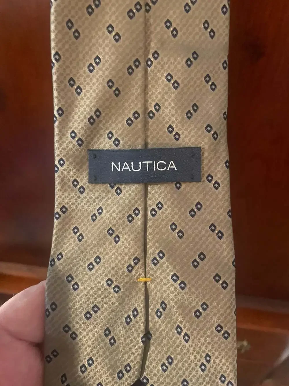 Nautica Men's Tan Geometric Silk Necktie